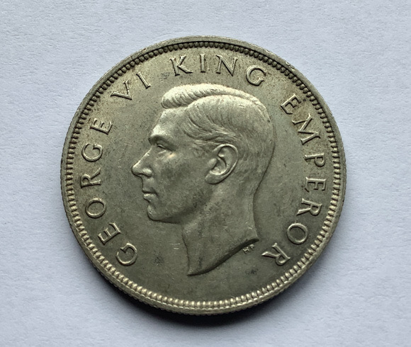 1940 New Zealand Centennial Half Crown coin .500 silver
